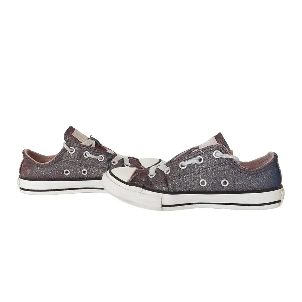 Converse Chuck Taylor All Star Ox Low Top Sneakers Kids Shimmer Purple Girl 13.5